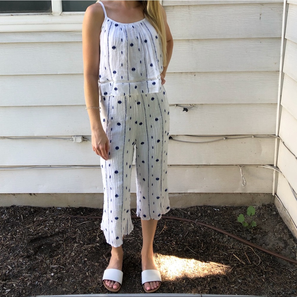 White embroidered jumpsuit